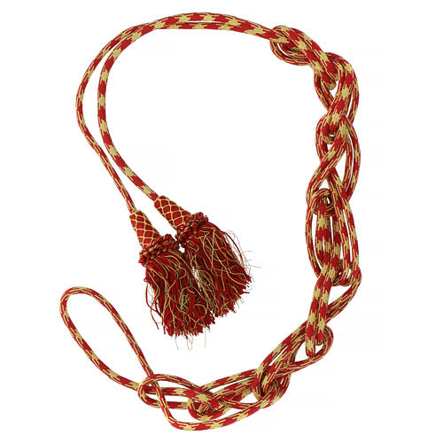 Priest cincture with chainette fringe, red and gold, XL model 5