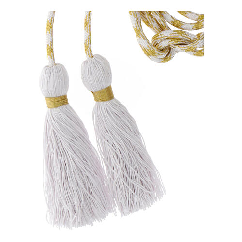 Priest cincture, white and gold, simple tassel 4