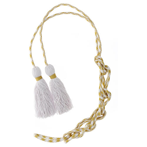 Priest cincture, white and gold, simple tassel 5