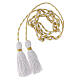 Priest cincture, white and gold, simple tassel s1