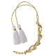 Priest cincture, white and gold, simple tassel s5