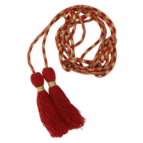 Priest cincture, red and gold, simple tassel 2