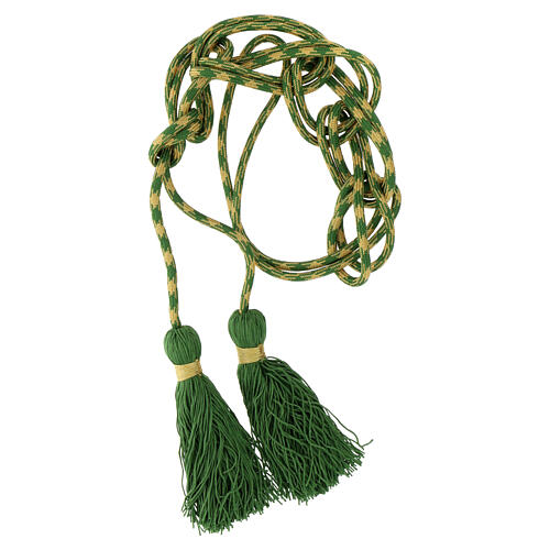 Priest cincture, olive green and gold, simple tassel 2