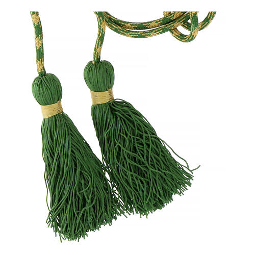 Priest cincture, olive green and gold, simple tassel 3