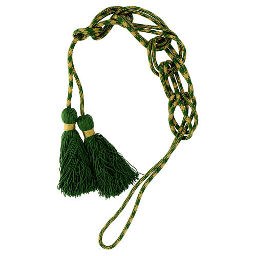 Priest cincture, olive green and gold, simple tassel 5