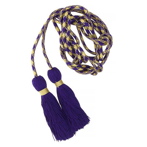 Purple gold priest cincture with octopus bow 1