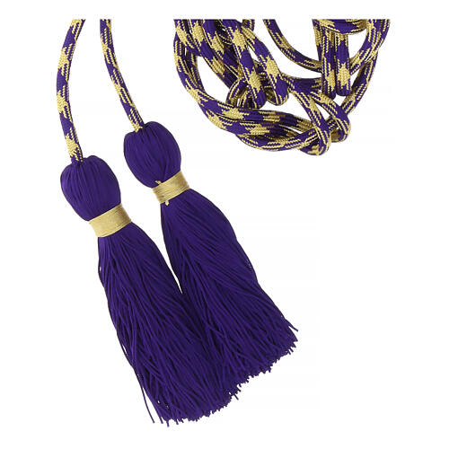 Purple gold priest cincture with octopus bow 4