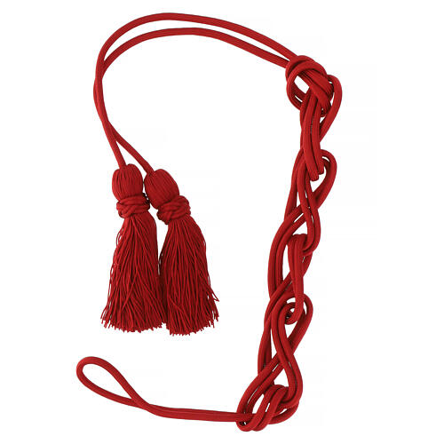 Priesterzingulum, einfarbig, rot, Salomonsknoten 5