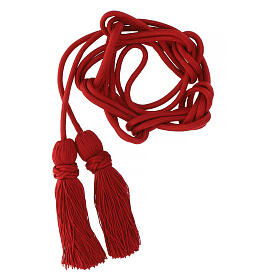 Solid red cincture for priest with Solomon's knot