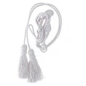 Solid white cincture for priest with Solomon's knot