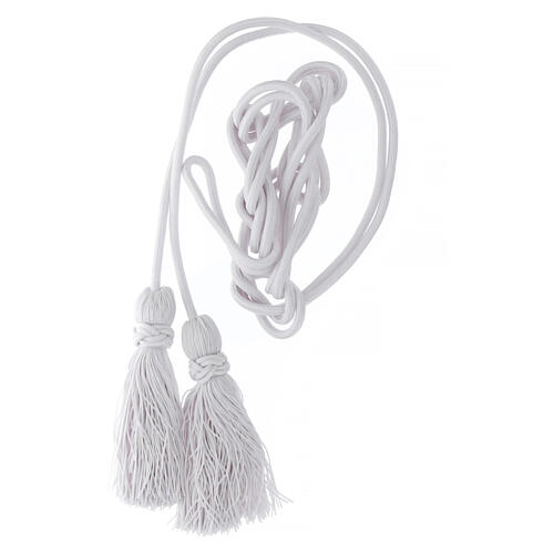 Solid white cincture for priest with Solomon's knot 2