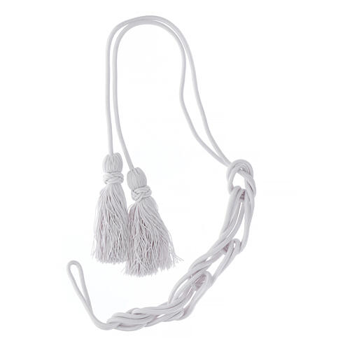 Solid white cincture for priest with Solomon's knot 6