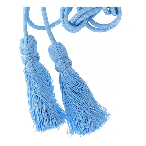 Solid light blue cincture for priest with Solomon's knot 3