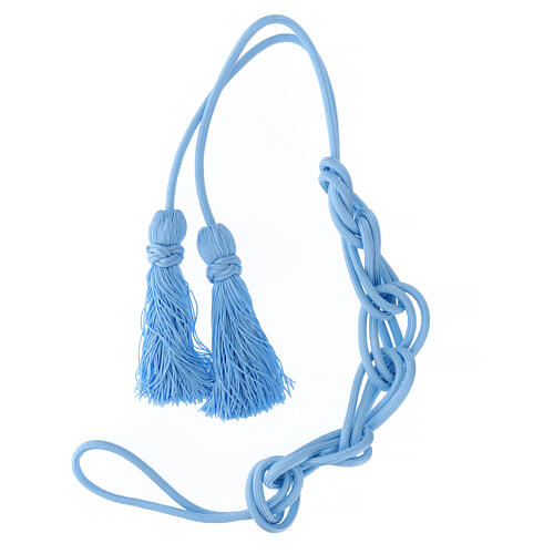 Solid light blue cincture for priest with Solomon's knot 5
