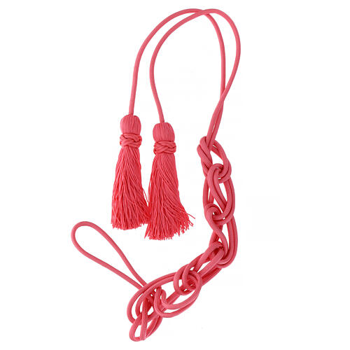Camellia pink priest's cincture with Solomon knot 5