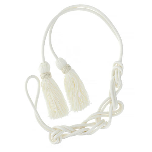 Priesterzingulum, einfarbig, cremefarben, Salomonsknoten 6