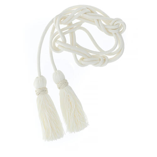 Solid cream-coloured cincture for priest with Solomon's knot 1