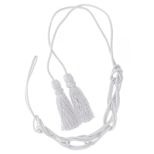 Priesterzingulum, XL, einfarbig, weiß, Salomonsknoten, 5 m 6