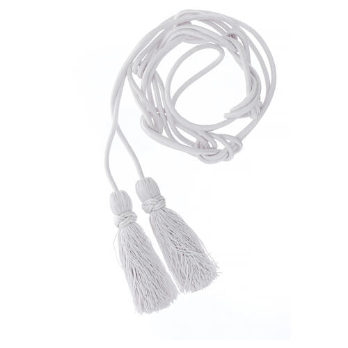 Monochromatic white cincture for priest with Solomon's knot, XL model 1