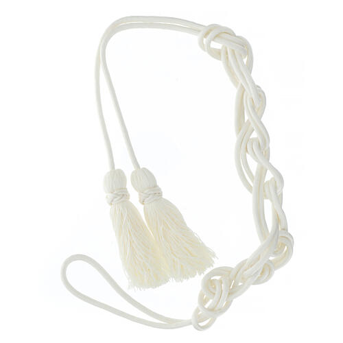 Priesterzingulum, XL, einfarbig, cremefarben, Salomonsknoten, 5 m 6
