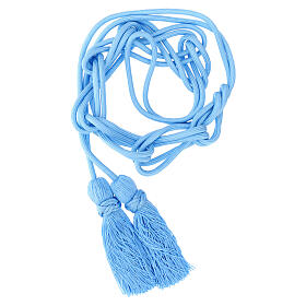 Monochromatic light blue cincture for priest with Solomon's knot, XL model