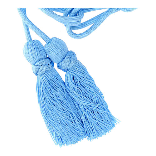 Monochromatic light blue cincture for priest with Solomon's knot, XL model 4