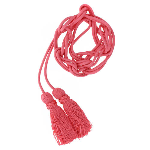 Monochromatic pink cincture for priest with Solomon's knot, XL model 1