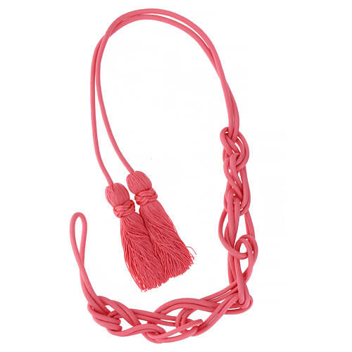 Monochromatic pink cincture for priest with Solomon's knot, XL model 5