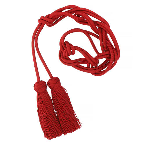 Red cincture for priest with Solomon's knot and chainette fringe tassel 2