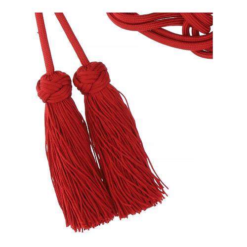 Red cincture for priest with Solomon's knot and chainette fringe tassel 4