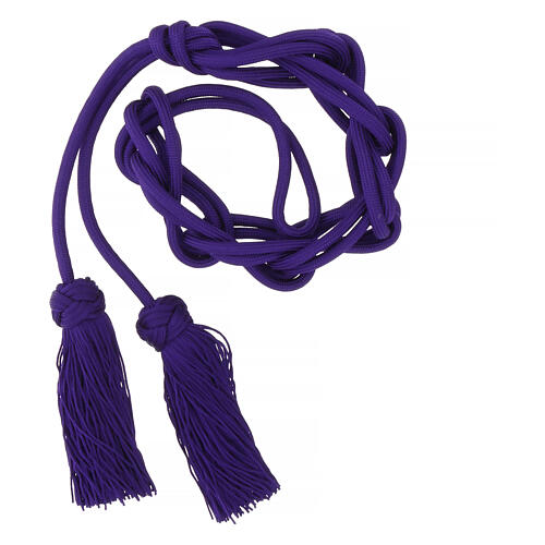 Purple cincture for priest with Solomon's knot and chainette fringe tassel 1