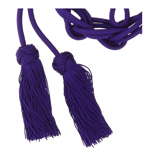 Purple cincture for priest with Solomon's knot and chainette fringe tassel 4