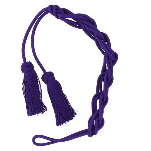 Purple cincture for priest with Solomon's knot and chainette fringe tassel 6