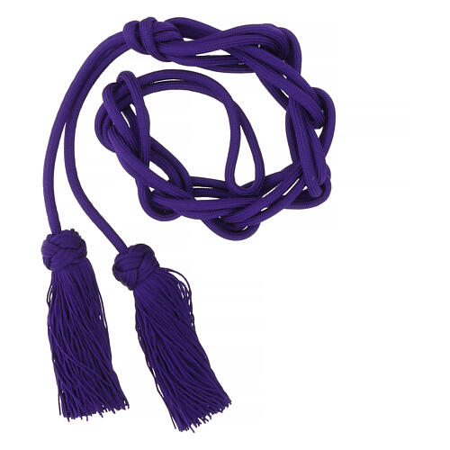 Plain purple priest cincture with tripoli bow, Solomon knot 1