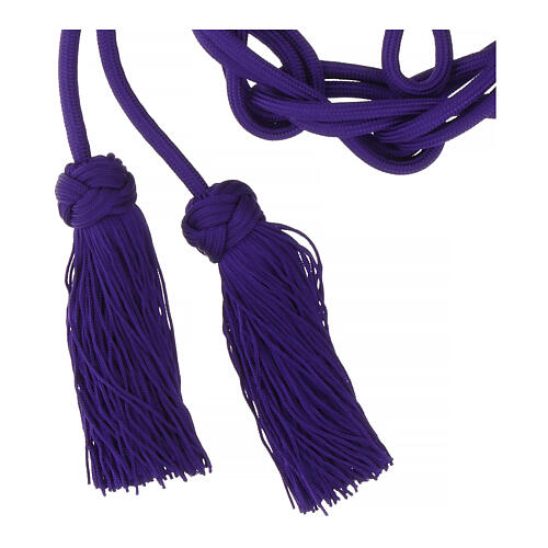 Plain purple priest cincture with tripoli bow, Solomon knot 4