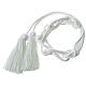 White cincture for priest with Solomon's knot and chainette fringe tassel s1