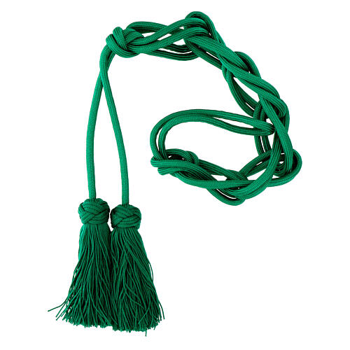 Mint green cincture for priest with Solomon's knot and chainette fringe tassel 2