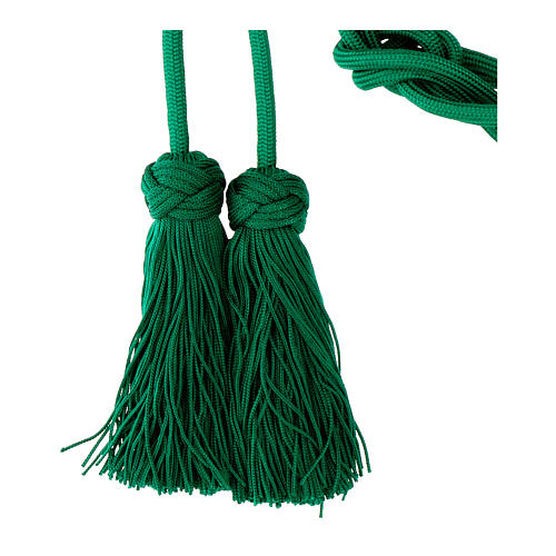 Mint green cincture for priest with Solomon's knot and chainette fringe tassel 3