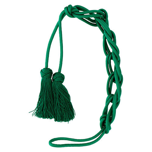 Mint green cincture for priest with Solomon's knot and chainette fringe tassel 6