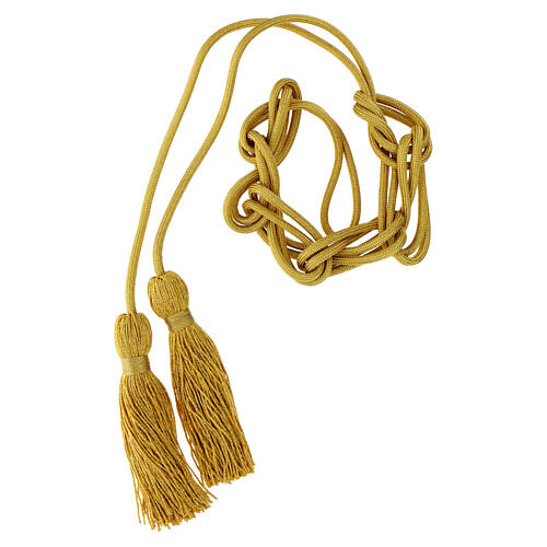 Solid color gold priest's cincture with octopus bow 2