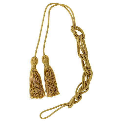 Solid color gold priest's cincture with octopus bow 5