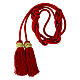 Solid color red priest cincture with golden Solomon knot s2