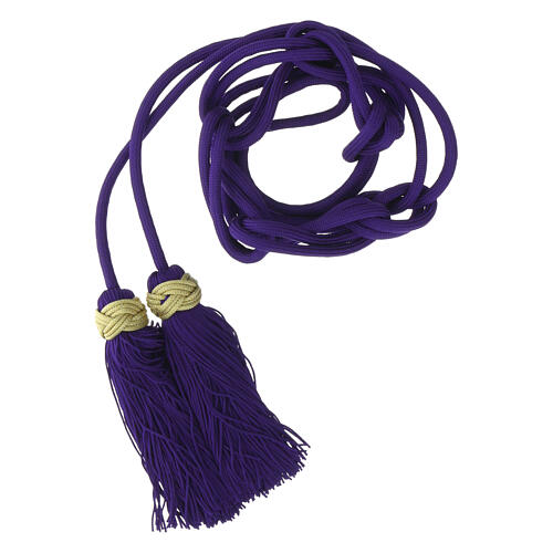 Purple priest rope cincture with golden Solomon knot 1