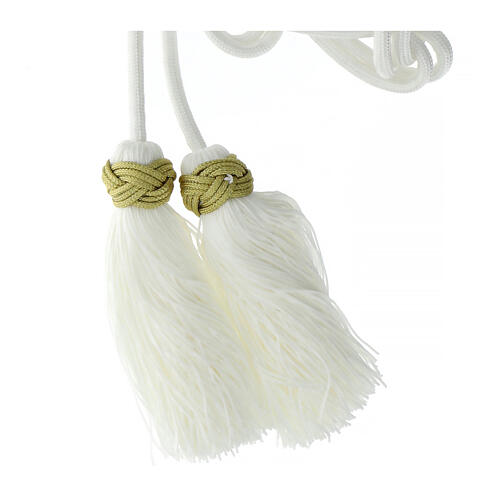 Priesterzingulum, weiß, mit goldfarbenem Salomonknoten 4