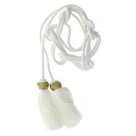 White priest cincture with golden Solomon's knot