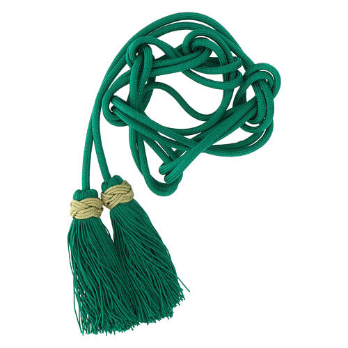 Mint green priest cincture with golden Solomon's knot 1