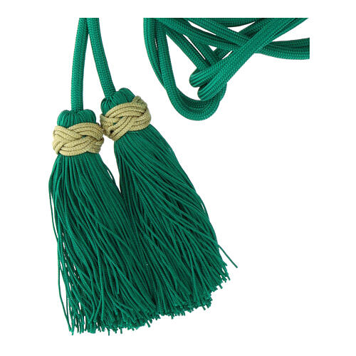 Mint green priest's rope cincture golden Solomon knot 3