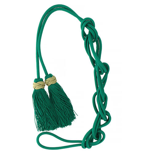 Mint green priest's rope cincture golden Solomon knot 5