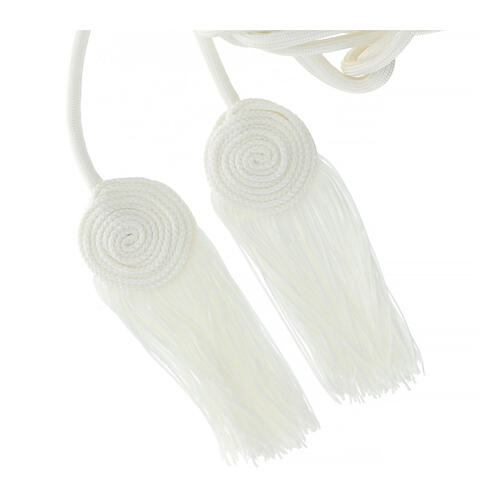 Cream-coloured cincture for liturgical vests, flat tassel, acetate and cotton 4