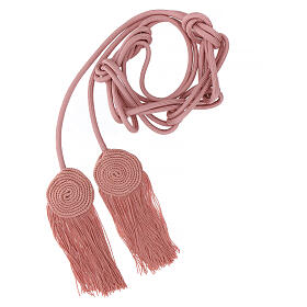Old pink cincture for liturgical vests, flat tassel, acetate and cotton